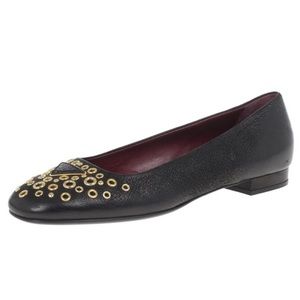 Prada Suede Eyelet Black Flat